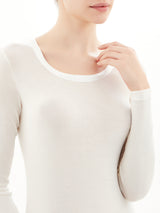 Wonderwool - Maglietta manica lunga in lana ultrafine con profili in raso	 -  - Ragno