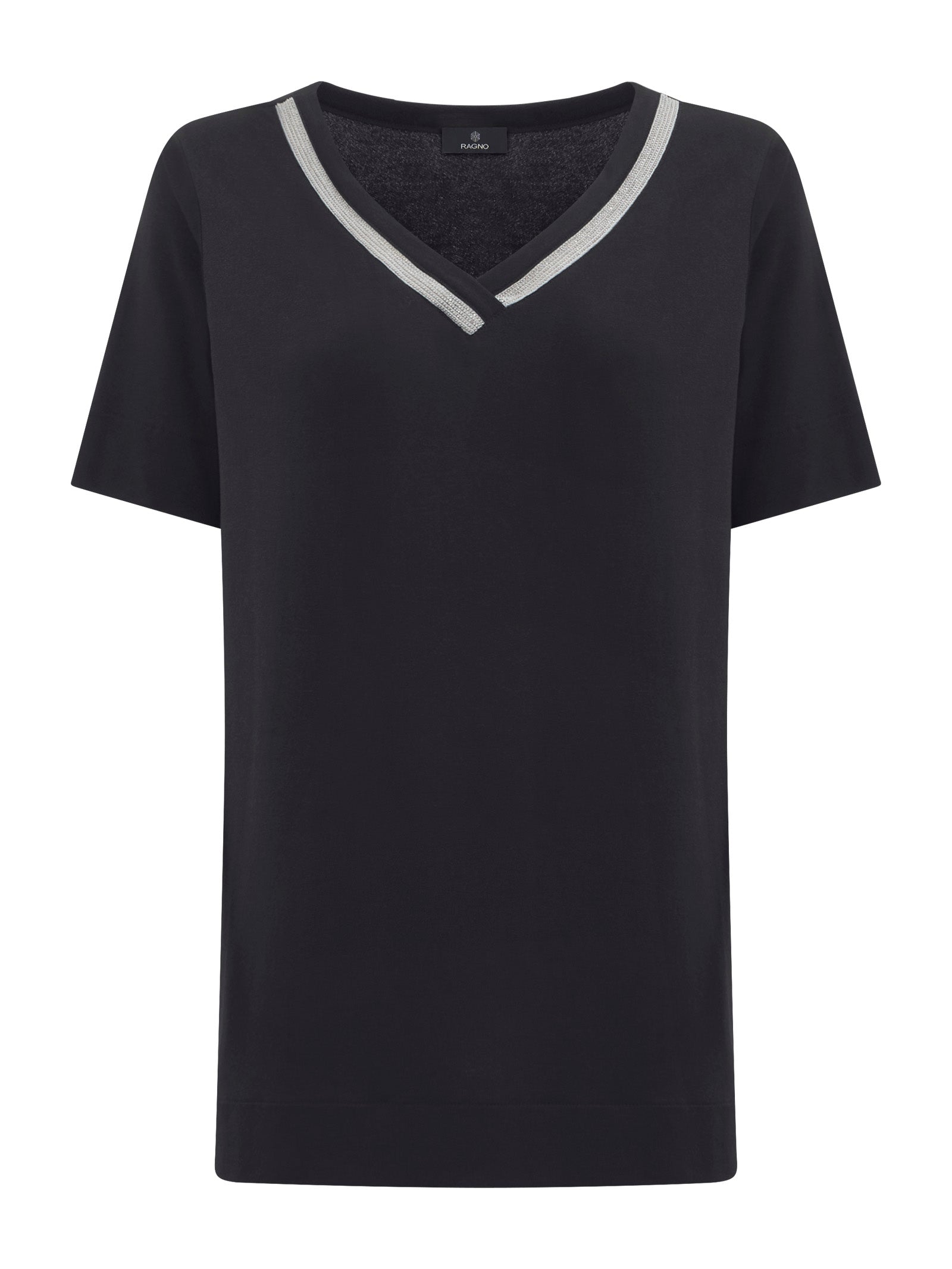 T-shirt elegante con Scollo a V in jersey di viscosa crêpe -  - Ragno