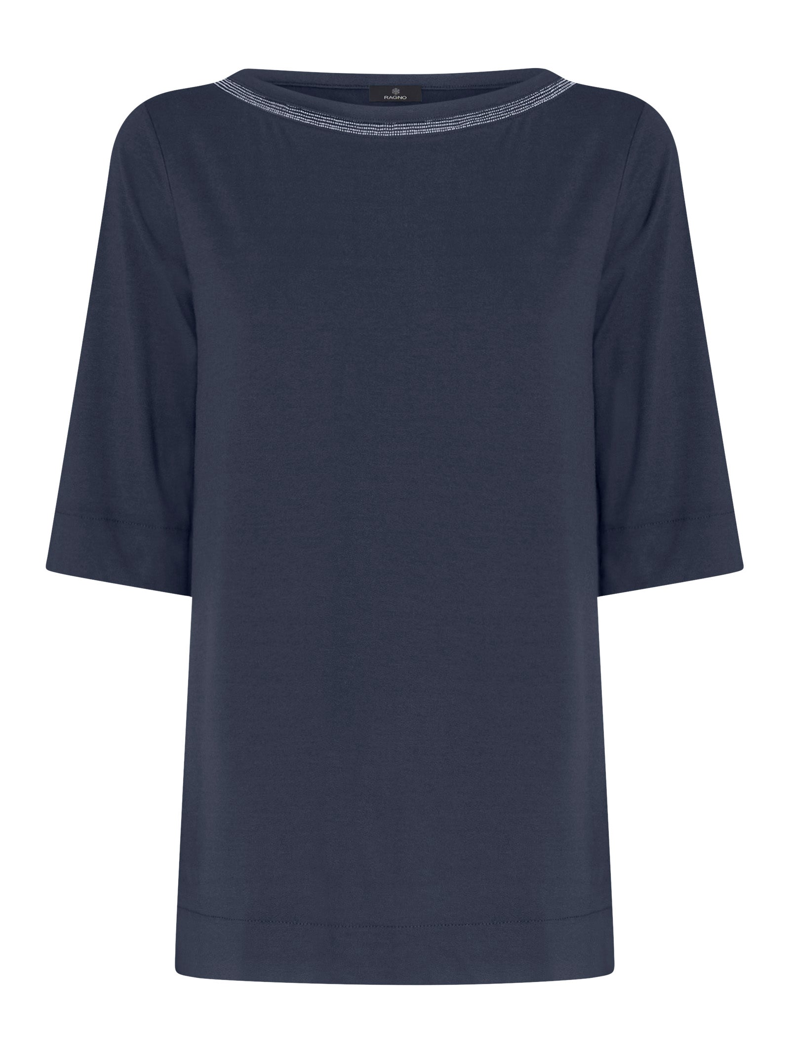 T-shirt girocollo elegante in jersey di viscosa crêpe -  - Ragno