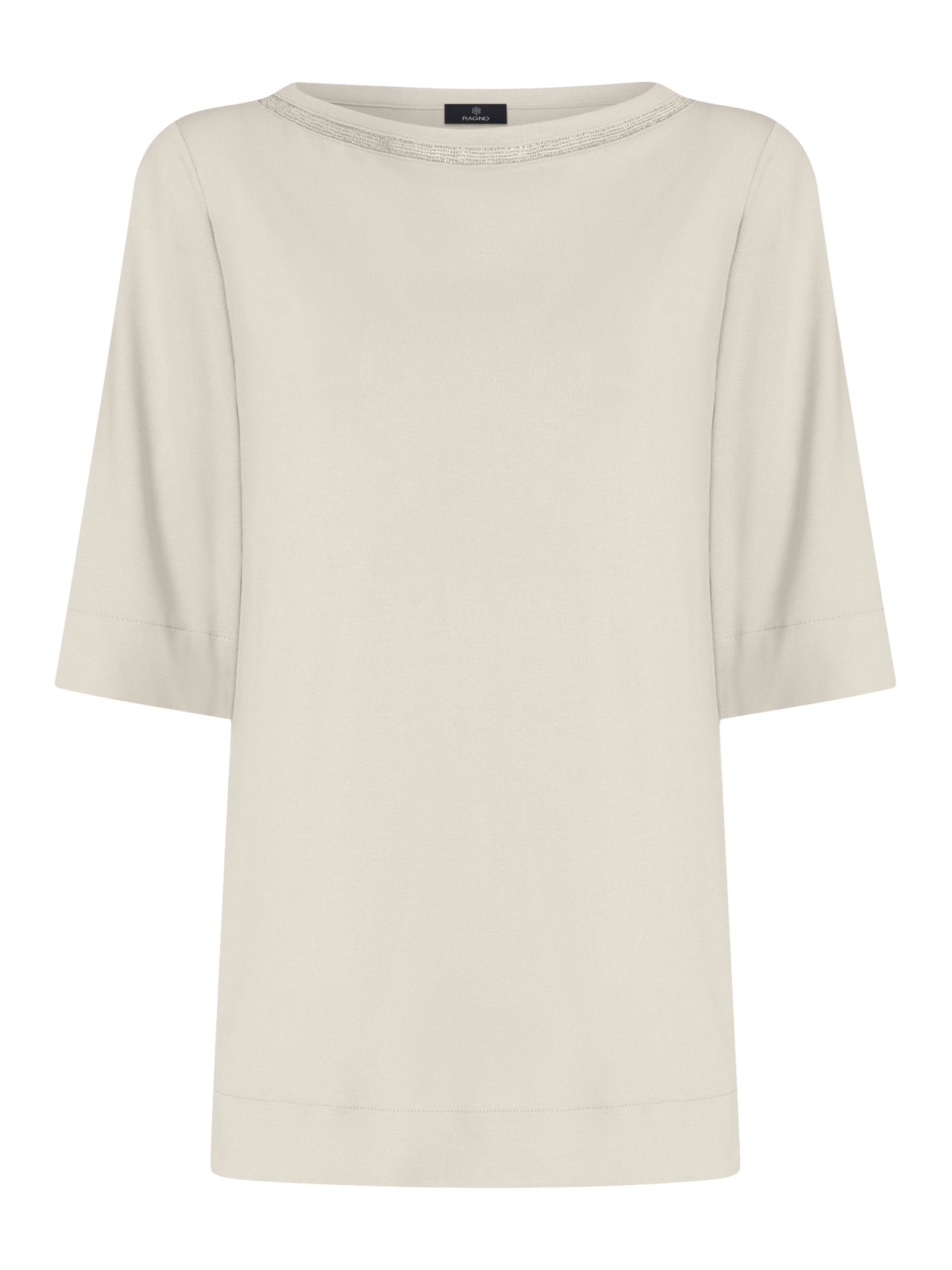 T-shirt girocollo elegante in jersey di viscosa crêpe -  - Ragno