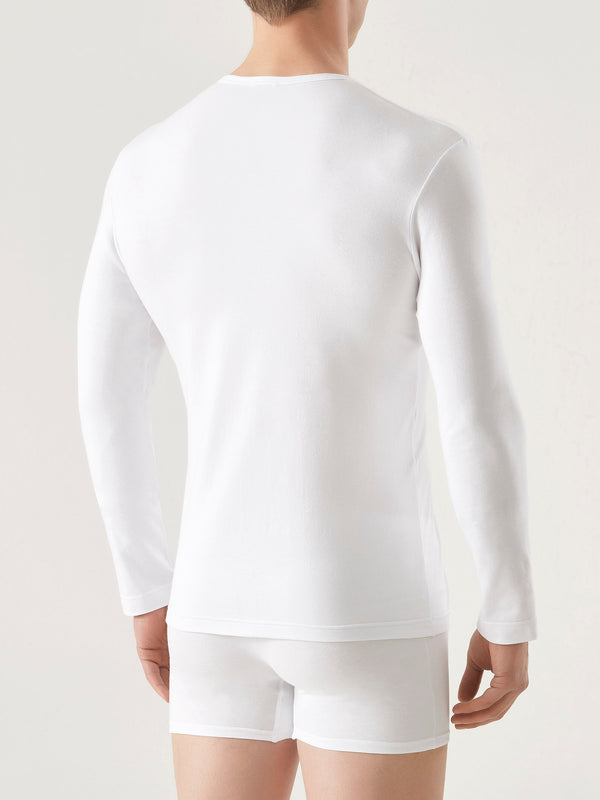 Comfort - Maglietta girocollo a manica lunga in cotone elasticizzato - Ragno