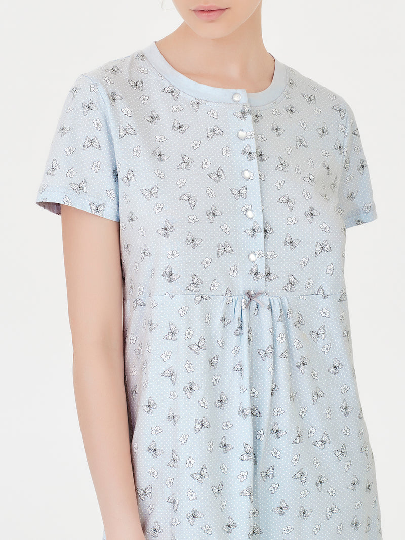 Camicia da notte con stampa farfalle in jersey di cotone - Ragno