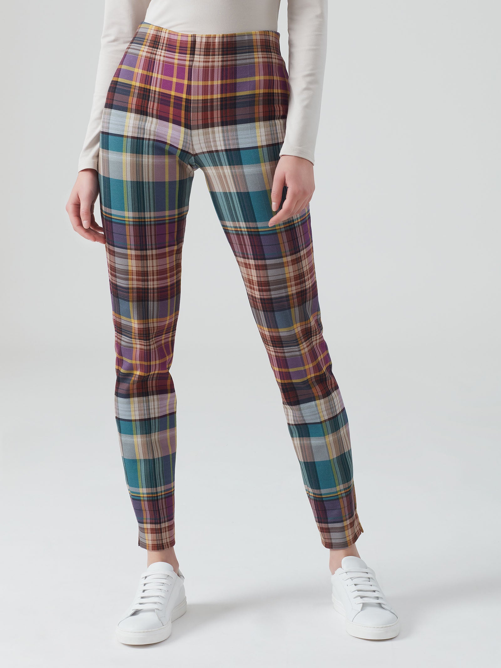 Pantalone a sigaretta in "Digital Wool" stampato tartan - Ragno